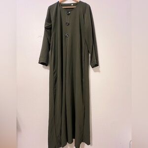 Stylish Olive Green Long Sleeve Dress abaya